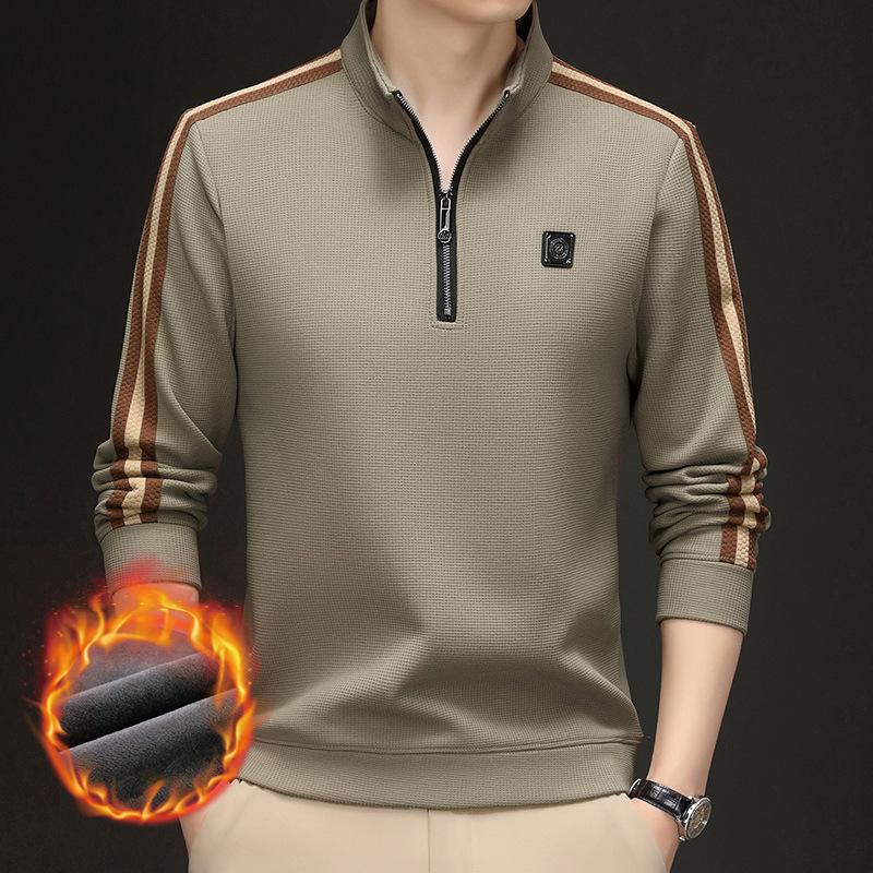 

Флисовый Утепленный Мужской Свитер Полумолния Зимний Повседневный Пуловер Нижняя Рубашка 4XL