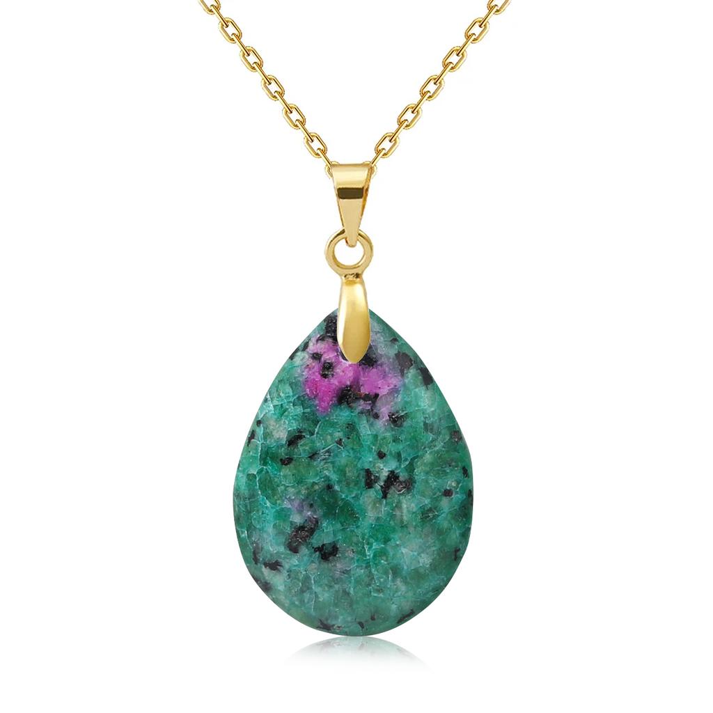 New Fashion Natural Stone Crystal Pendant Teardrop Simple Pendant Necklace Earrings Making Jewelry With Chain Collar