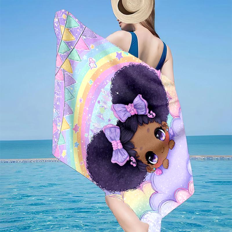 Zwarte Prinses Magische Feest Strandlaken, Super Zacht Microvezel, Cadeau voor Haar/Hem, Verjaardag, voor Zwembad, Strand, Reizen, Huisdecoratie Fan cadeaus