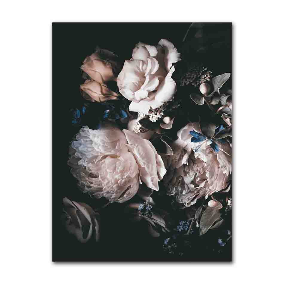 Skandinavisches rosa weißes Blumen-Blatt-Pflanzen-Poster, nordischer botanischer Druck, Leinwand-Malerei, Wandkunst, Dekoration, Bild, Heimdekoration