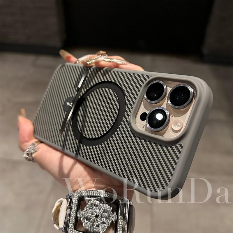 

Suitable IPhone 16 Carbon Fiber Metal Magnetic Bracket Phone Case Apple 15 Lens Film Anti Drop Protective Cover 14 iPhone 16 PRO