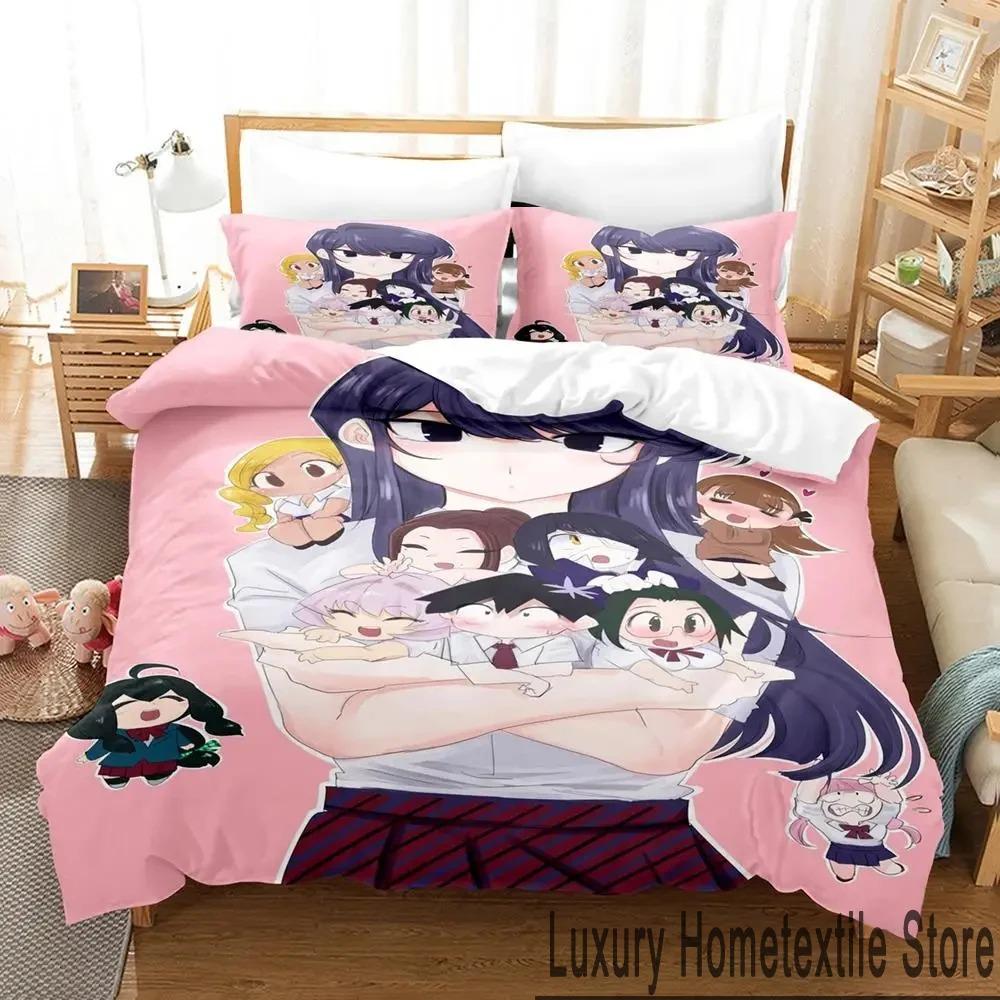 3D Print Anime Komi Cant Communicate Bedding Set Double Twin King Duvet Cover Comforter Pillowcase Boys Girls Adults Bedroom