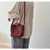 Johnature Genuine Leather Bucket Bag Casual Solid Color Women's Handbag Versatile Shoulder Crossbody Bag