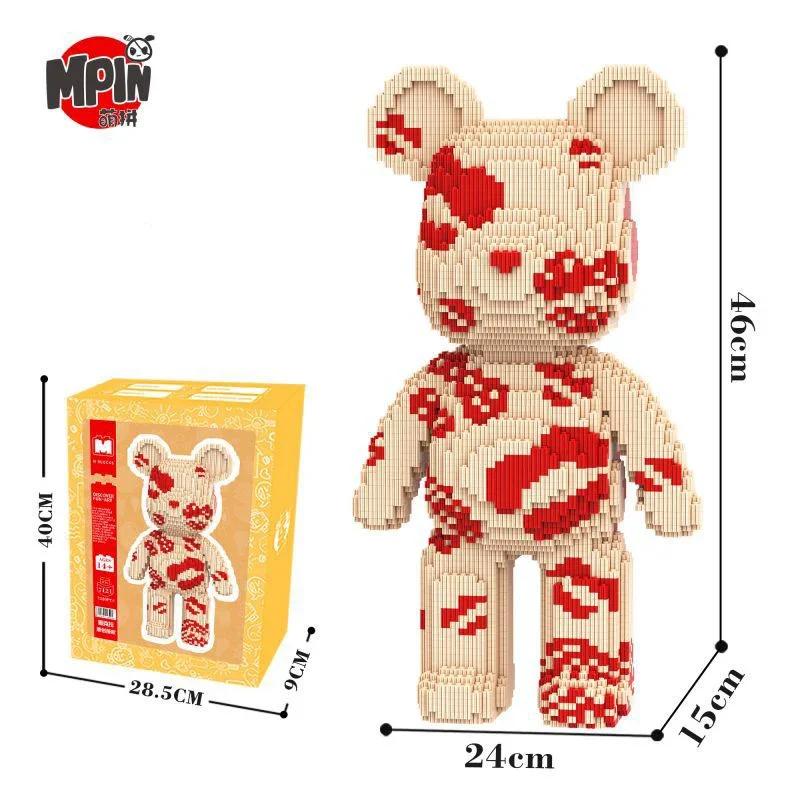 46cm Fluid Art Bear Building Blocks Kawaii Violent Bear Half Anatomy Bear Brick Figure Model Mini Bricks Toys for Birthday Gift