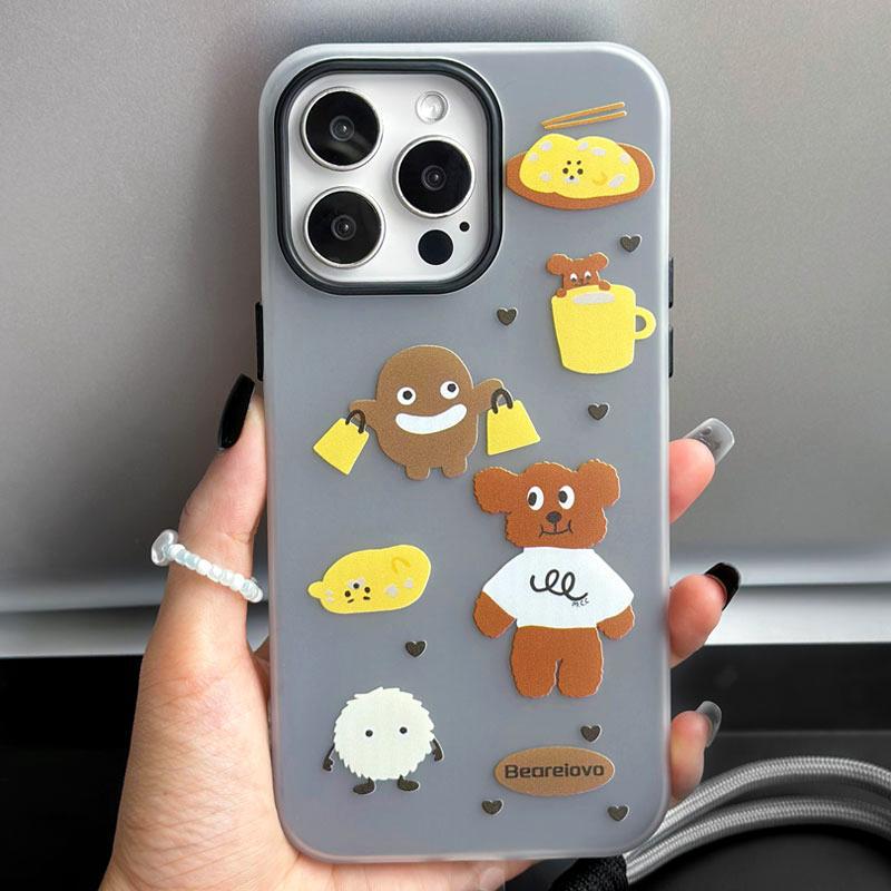 Zhitai Jelly Case for Apple iPhone 11/12/14 Pro Max/15 Pro with Cartoon Design and Hand Strap