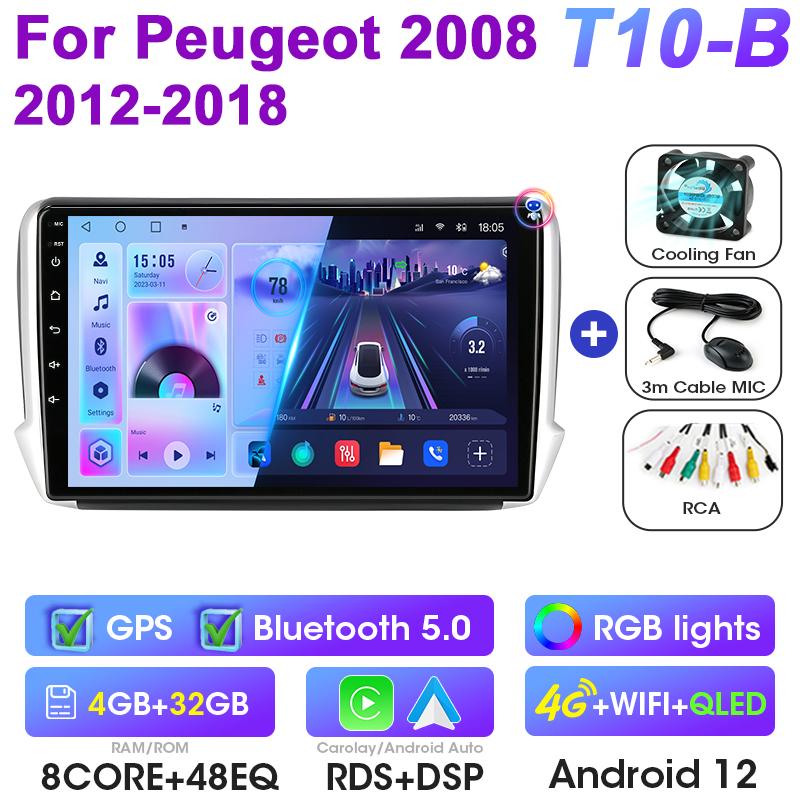 2 Din Android 12 Car Radio For Peugeot 208 2008 2012 - 2018 Multimedia Video Player GPS 4G Carplay Auto Stereo DVD IPS Head Unit