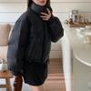 Women's Long Sleeve Stand Collar Down Coat Loose Urban Style Short Puffer Jacket Winter Warm Outerwear