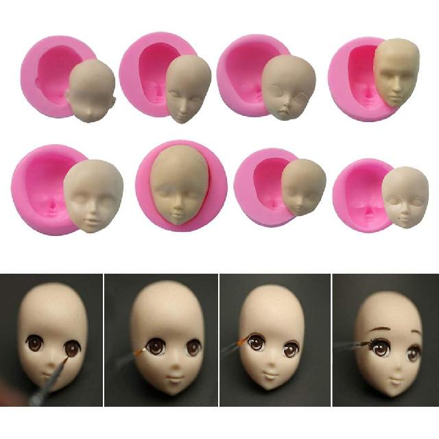 3D Doll Head Baby Face Silicone Cake Molds Model Handmade Soap Clay Plaster Mold Fondant Chocolate Gummy Biscuit Sugar Craft Mould DIY Cake