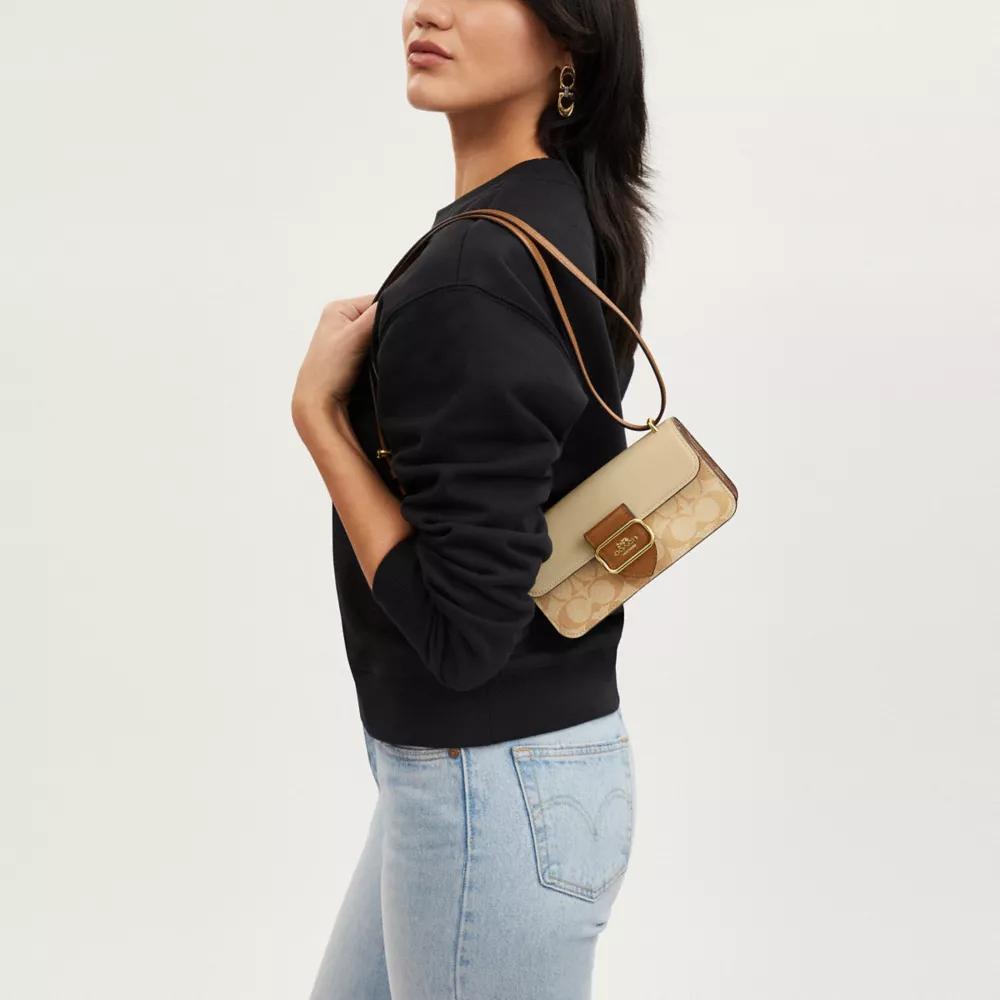 COACH Morgan Coated Canvas Shoulder Bag, Crossbody Bag Small Women's Light Khaki CR254-IMWQ4