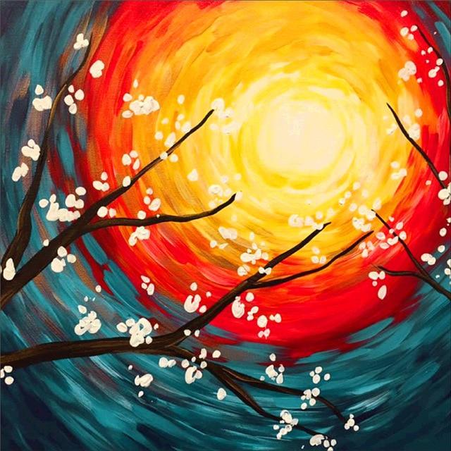 50X50CM 5D Diamond Painting Landscape DIY Full Diamond Moon Tree Embroidery Kit Mosaic Home Decoration