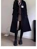 Women's Black Mid-Length Trench Coat - 2023 Spring/Autumn, School Uniform JK Korean Style, Petite Fit.
