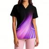 Women V Neck Short Sleeve Scrub Top with Pockets Printed Shirt for Healthcare Professionals Uniform