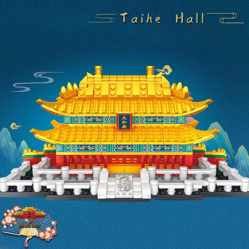 Palace Museum Series Taihe Hall Street View Chinese Architecture Building Blocks Small Particle Assembly Model Toy