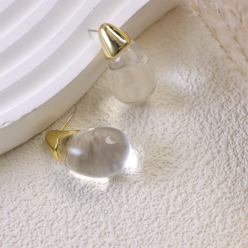 New Able Transparent Water Drop Shaped Pendant Earrings, Ladies' Multi Color Elegant Charm Accessories Jewelry