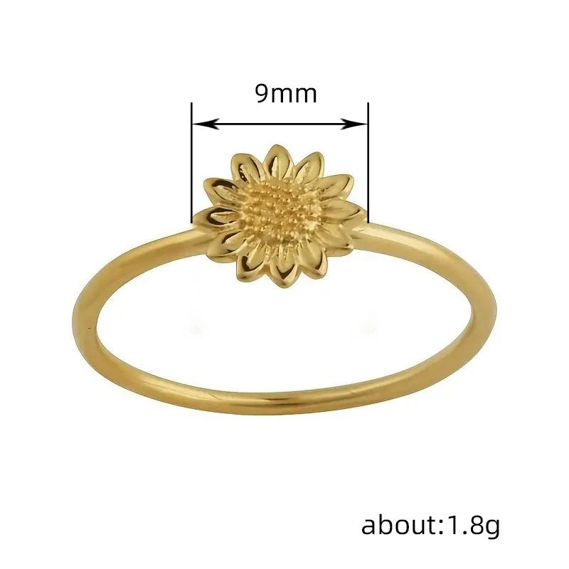 Sunflower Sun Flower Ring, Women'S Jewelry Index Finger Ring, Fresh Literary Temperament Ring Woman
