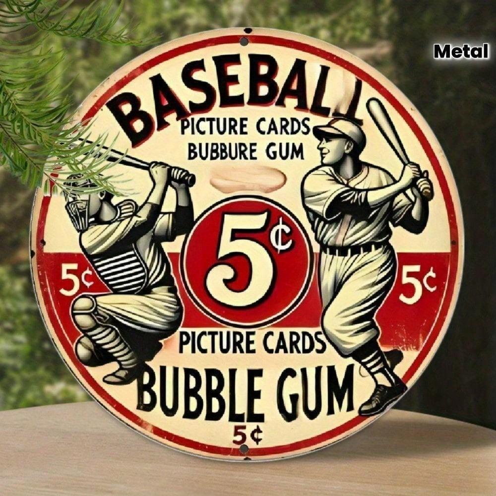 Vintage Retro Tin Sign 8x8 Inch, Baseball Metal Wall Art for Man Cave Garage Bar, American Sports Memorabilia