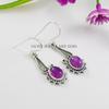 Oval Malachite Earrings: Handmade 925 Sterling Silver Gemstone Dangle