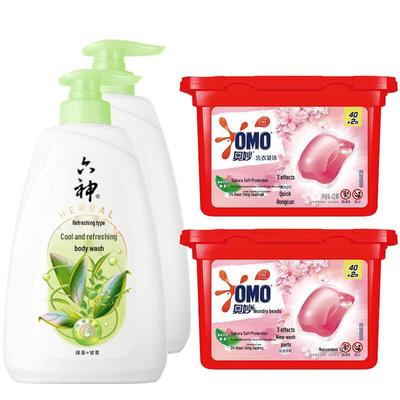 Liushen Refreshing Shower Gel & Omo Laundry Pods Bundle
