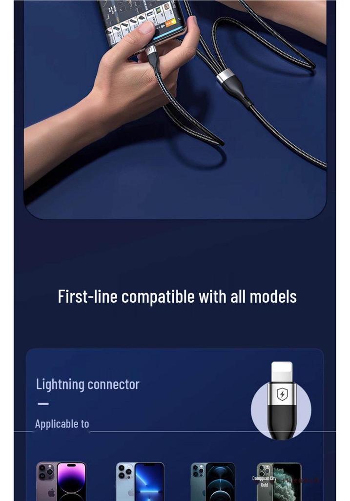 Fast Charging 3-in-1 Universal Multi-Head Phone Charger Cable