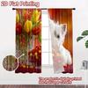 2D flat printing 2pcs Party Curtains Cute Westie Dog Tulips Digital Printed Polyester Drapes All Season Party & Holiday Decor