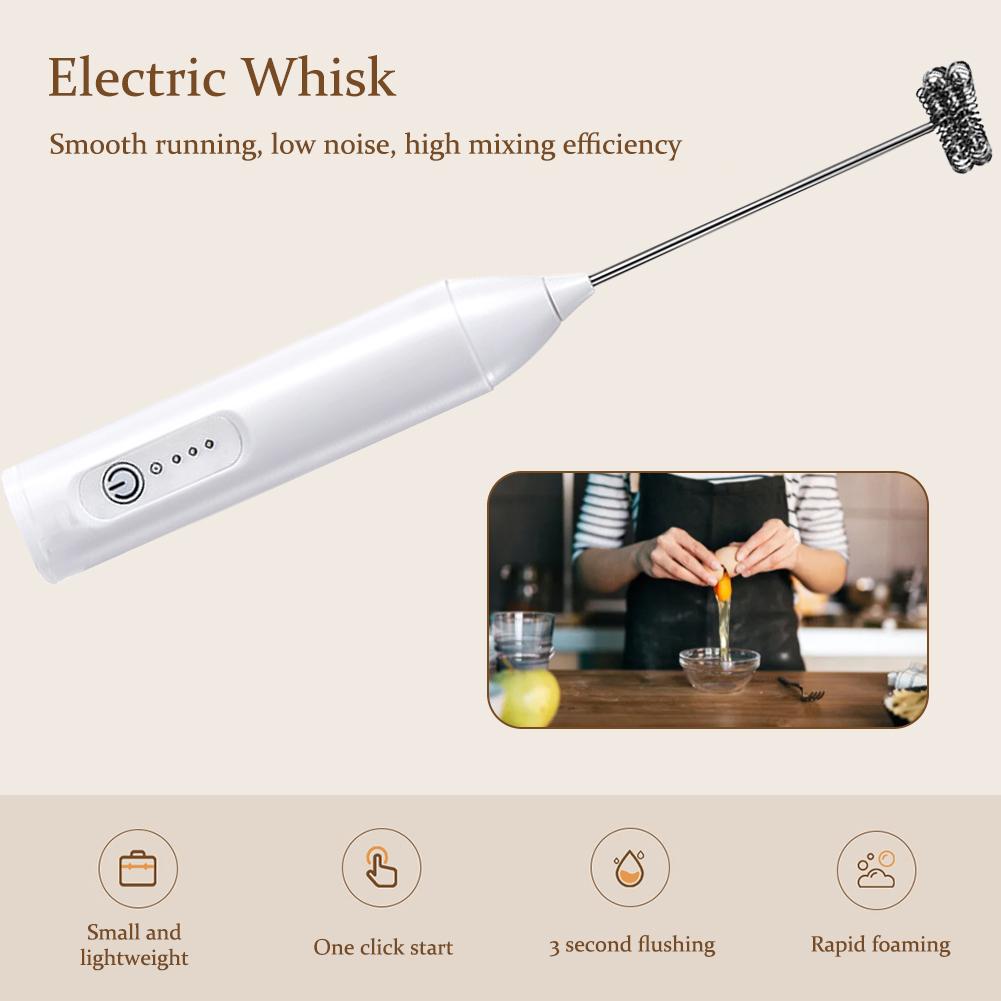 Electric Milk Frother Rechargeable Automatic Rotary Egg Beater Portable Coffee Cappuccino Creamer Stirrer Household Baking Tool
