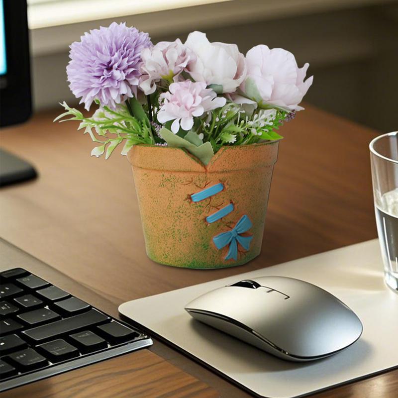 Creative Cartoon Resin Planter Bowknot Sewing Pots For Plants Succulent Vase Containers Bonsai Decor Ornaments For Home