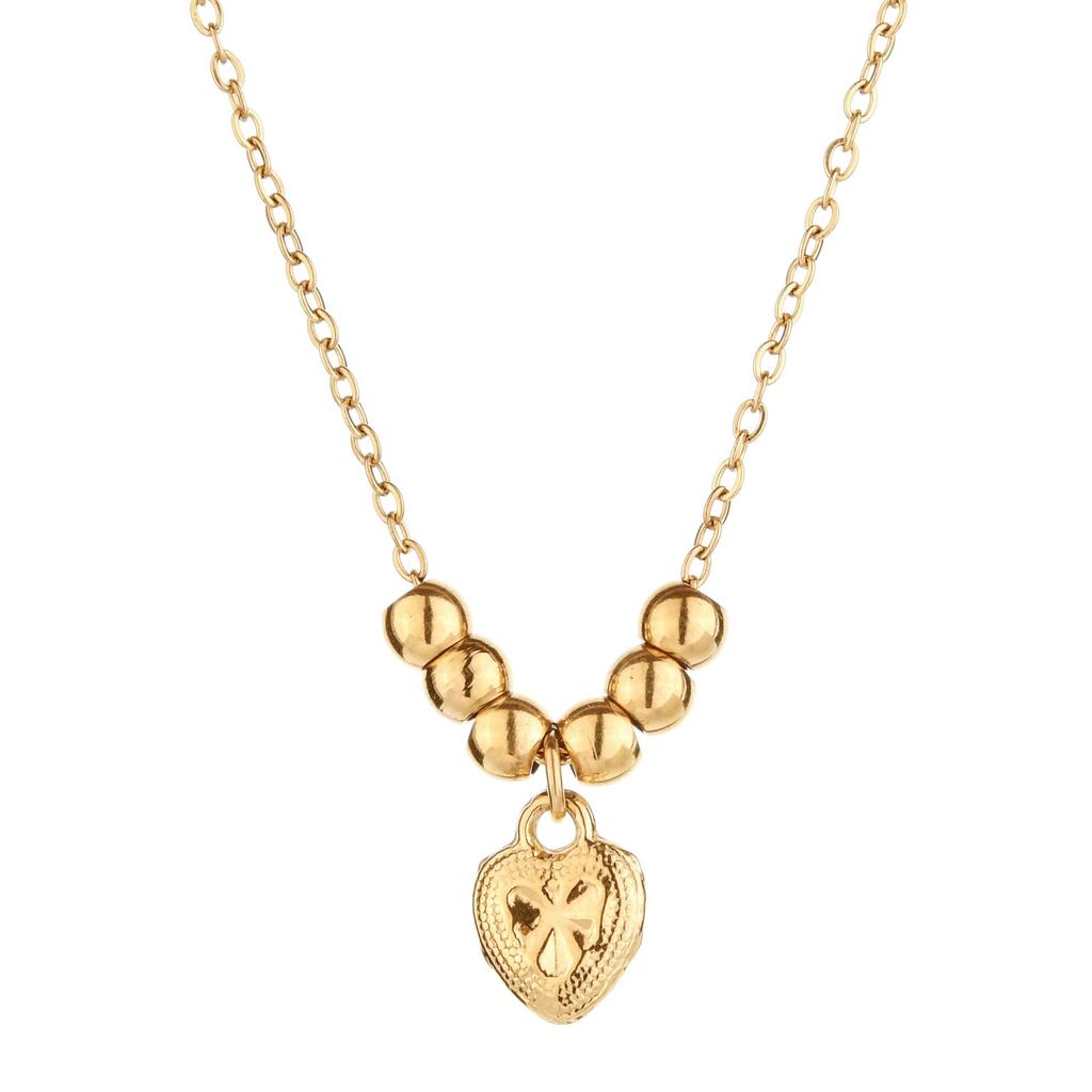 18K Gold Heart Necklace: Japanese & Korean Style, Stainless Steel, Versatile Clavicle Chain for Women
