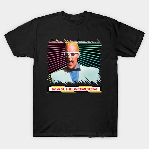 

Men Black Print T-shirt Max Headroom Uk 1985 No-Cut Transfer Paper Print Cotton Tshirt 3XL чорний
