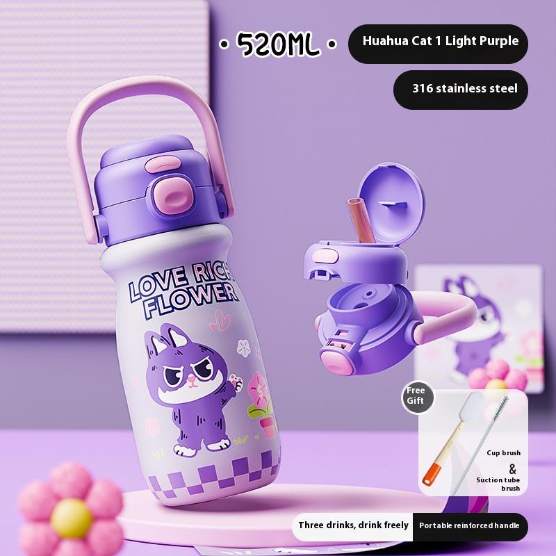 Gianxi Children's Insulated Cup Portable Water Bottle for School Primary School and Kindergarten Straws Water Cup Insulated Cup