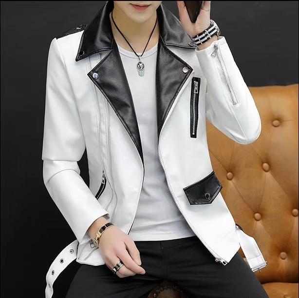 Men's jacket Spring and autumn fashion versatile leather jacket men's thin men's leather jacket top casual jacket