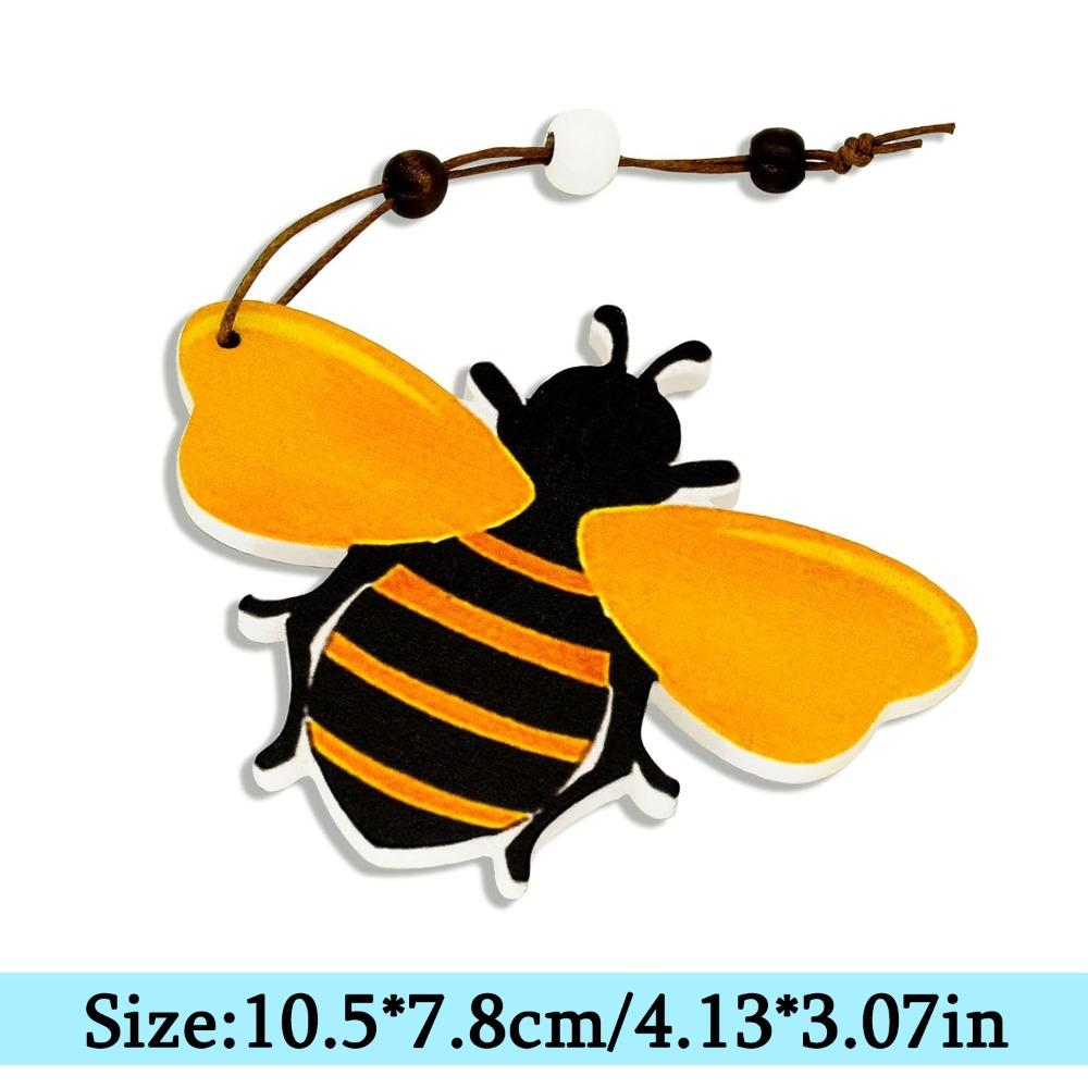 6pcs Bee Ornaments Wooden Bumble Bees Cutouts Decorations for Tree Tree Tray Wreath Christmas Festival Bee Sign Art Crafts Home Hanging Decor