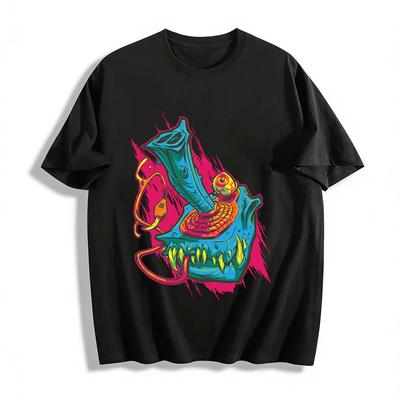 Horror Retro Game Controller Graphic Print Streetwear Tee Pure Cotton T-shirt