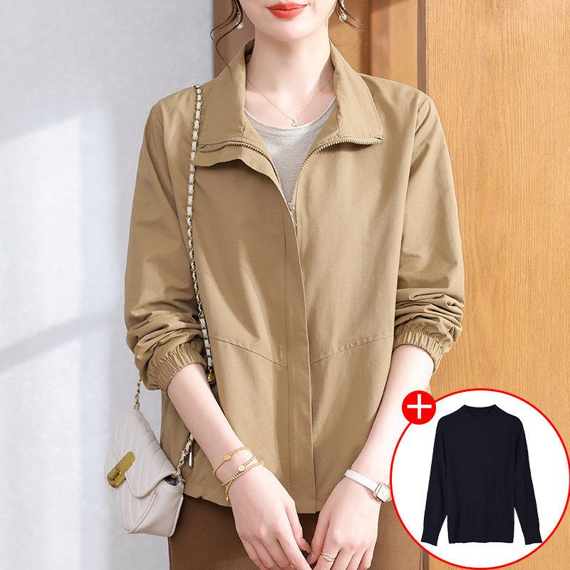 Spring 2026 Fashion Trench Coat for Middle-Aged and Elderly Women - Elegant Short Jacket for Mother's Day
