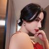 New Vintage Marble Opal Stone Big Stud Earrings Women Fashion Temperament Ear Stud Circle Pearls Stone Jewelry