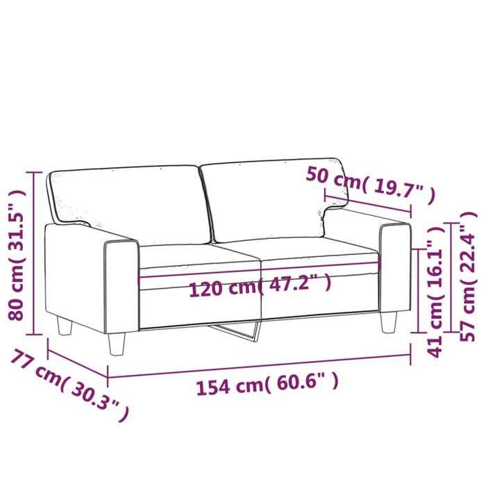 VidaXL 2-Seater Sofa, Loveseat with Armrests, Seat with Padded Backrest, Living Room Furniture, Modern, 359412
