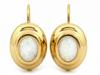 English 585 Gold Earrings with an Oval White Opal 14kt, Elegant Design