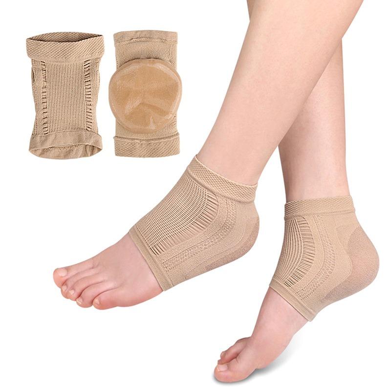 2PCS Gel Silicone Heel Protector Sleeve Repair Cushion Half-yard Socks Heel Pads Heel Cups Plantar Fasciitis Support Feet Care