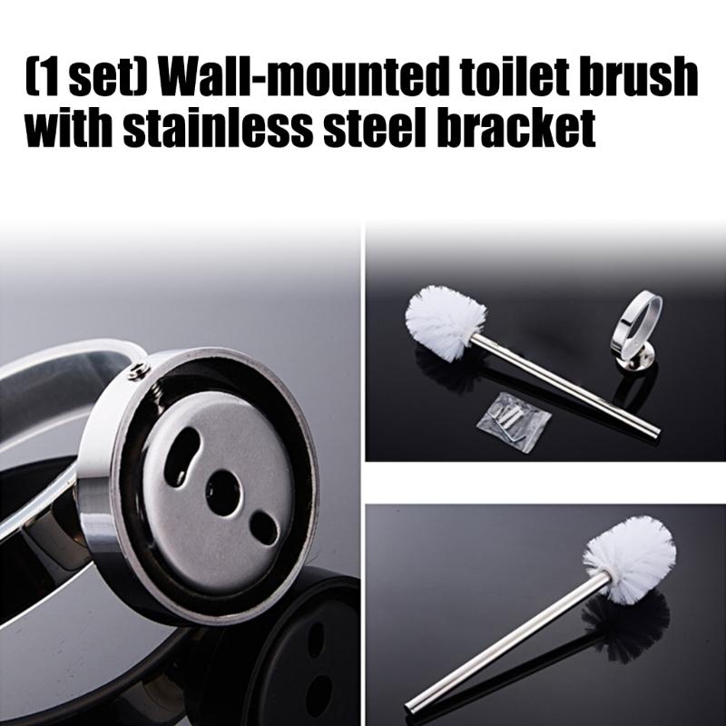 Hygienic Hanging Toilet Brush System with Shatterproof Glass Housing Simple Styles Wall Mounted Toilet Cleaning Set