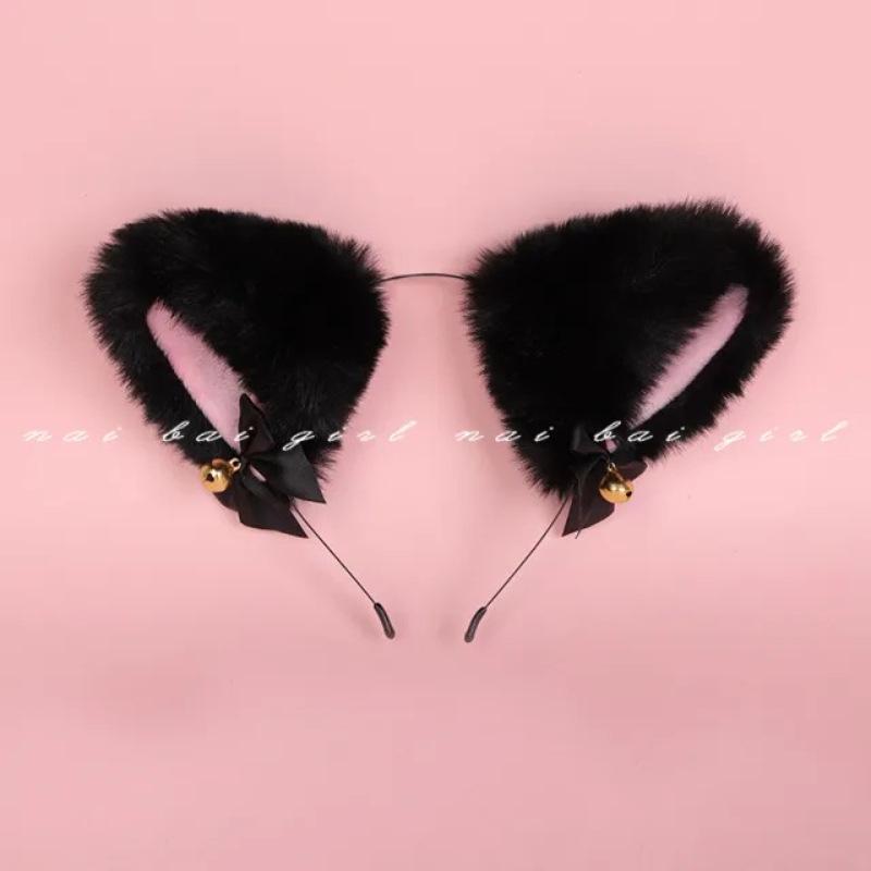 Cat Tail Bell Headband, Anal Plug, Nipple Clamps Flirting Set