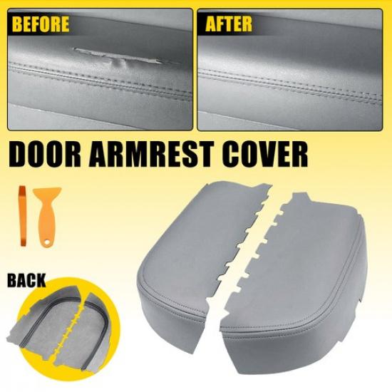 Fits 2009-2015 Honda Pilot Front Door Panels Leather Armrest Cover Skin Gray 2X