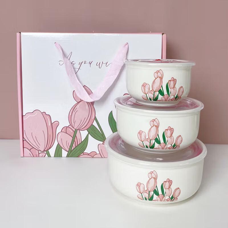 Tulip Ceramic Food Storage Bowl 3-Piece Set
