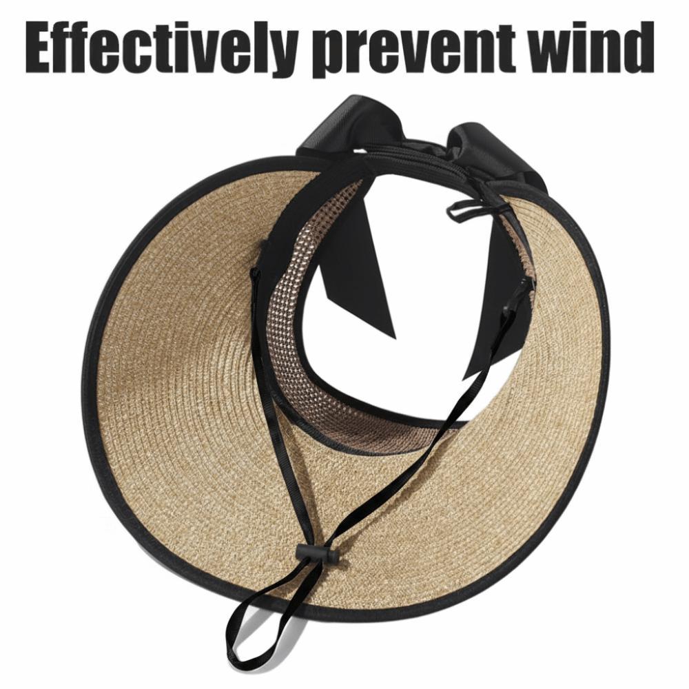 Adjustable Foldable Sun Hat One Size Empty Top Sun Hat Durable Straw Sun Visors  Summer