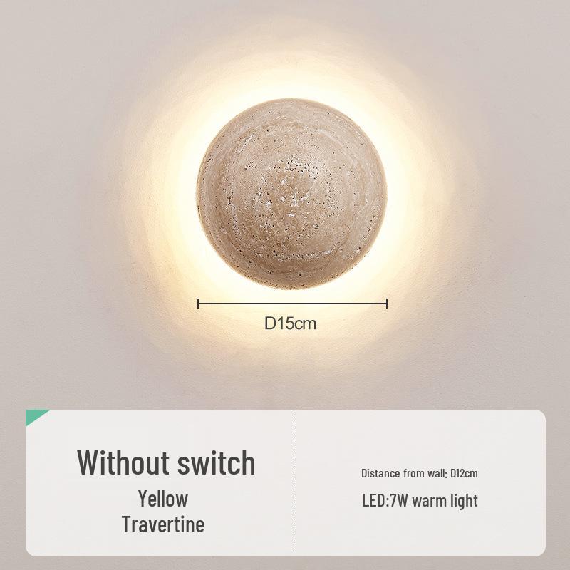 Wabi-sabi Style Yellow Travertine Wall Lamp for Bedroom, Courtyard, or Balcony - Waterproof Outdoor Light.