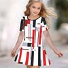 Girls 3D Print Dresses Kids Girl Party Short Sleeve Princess Dress Tank 3D  Flowers  Print Dress