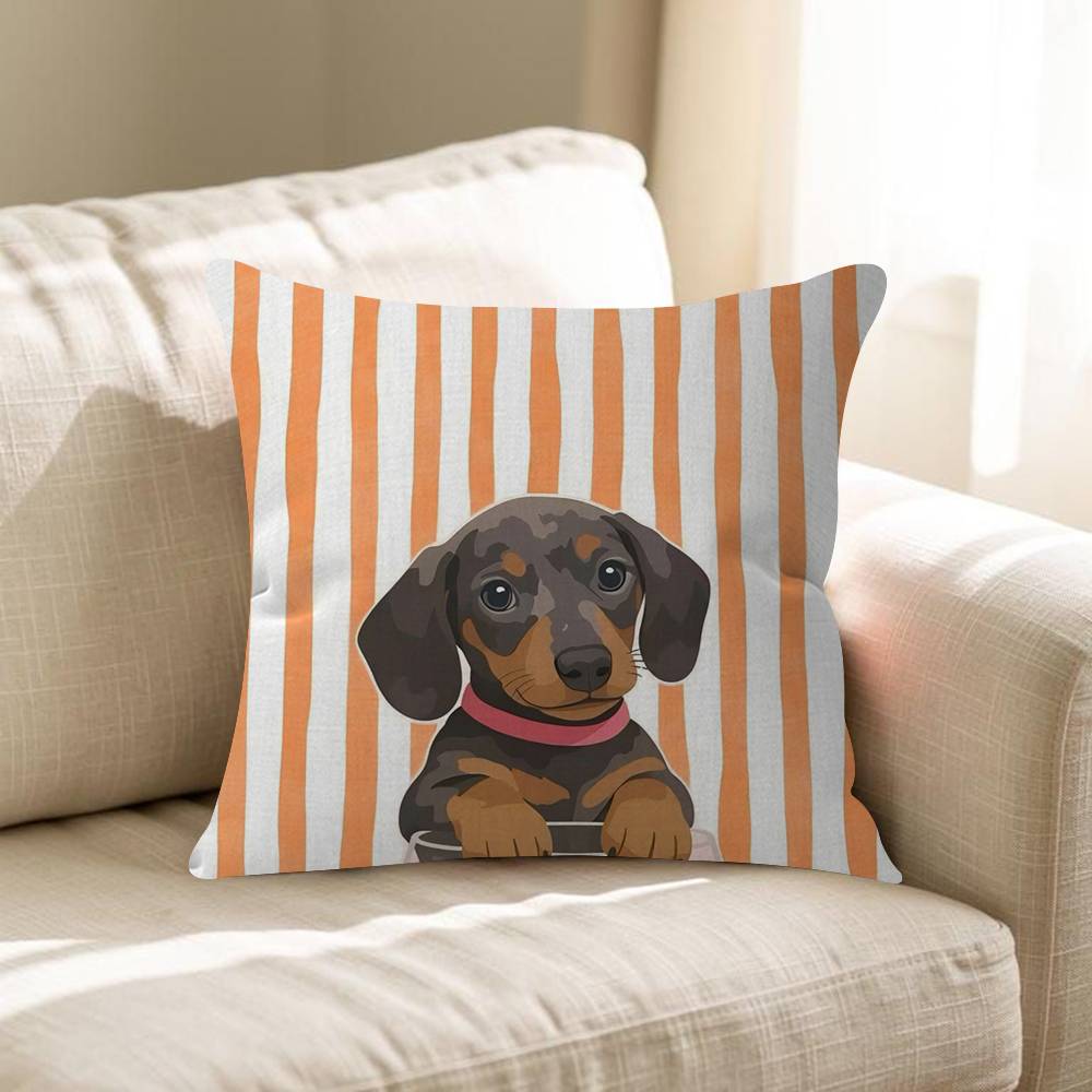 Cartoon Cute Dachshund Personalized Pillow Dust Cover Bedroom Kids Party Decoration Pillowcase Birthday Children Gift