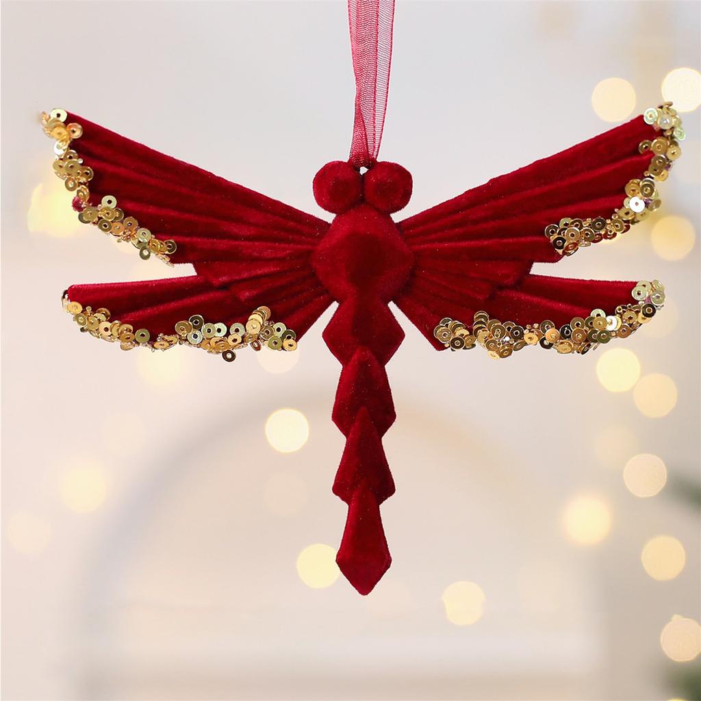 Christmas Decoration Wine Red Flocking Wreath Bow Elk Pendant Christmas Tree Decoration Ornaments