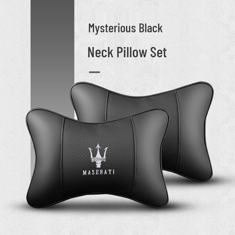 Maserati Car Headrest Neck Pillow & Lumbar Cushion for Ghibli, Quattroporte, Levante