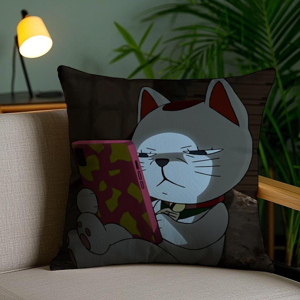 D-Dan Da D-Dan Lucky Cat Cushion Cover Soft Short Plush Double-Sided Printing Home Decor Machine Washable Pillow Case Gift