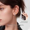 European F136 Titanium D-Shape Zircon Inlaid Earrings for Ear Piercing