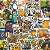 50 pièces d'Autocollants Tendance Bière Graffiti pour Skateboard, Bouteilles d'Eau, Cahiers, Agendas et Valises